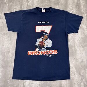 Vintage Logo 7 Denver Broncos T-Shirt Mens M Blue John Elway NFL Football